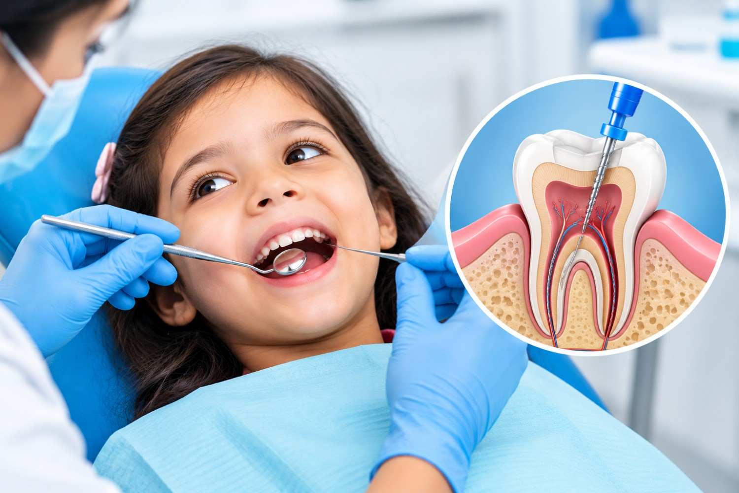 Pediatric dental examination for a child